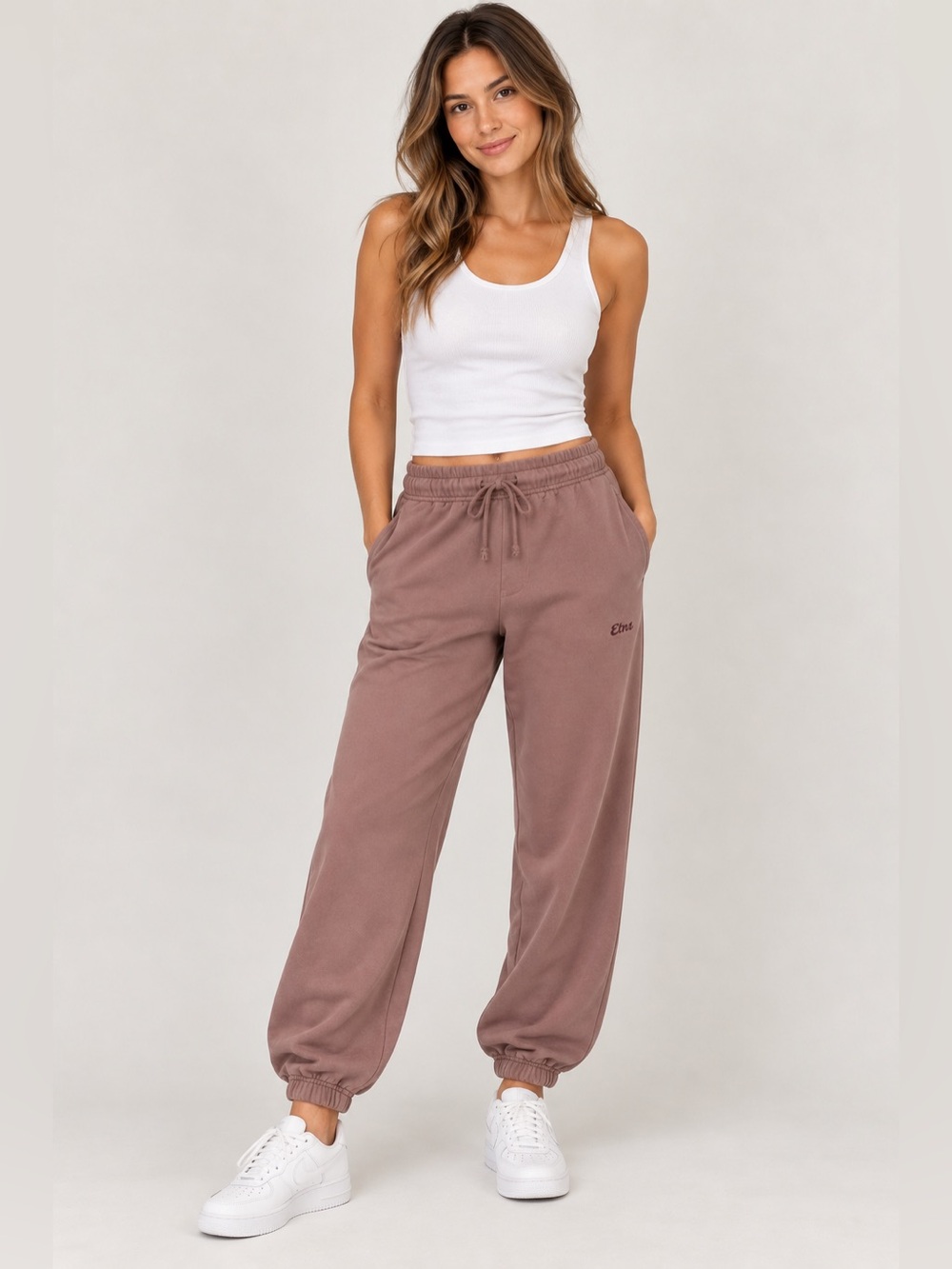 TNA ExtraAF Fleece Jogger Sweatpants Brown Size Small